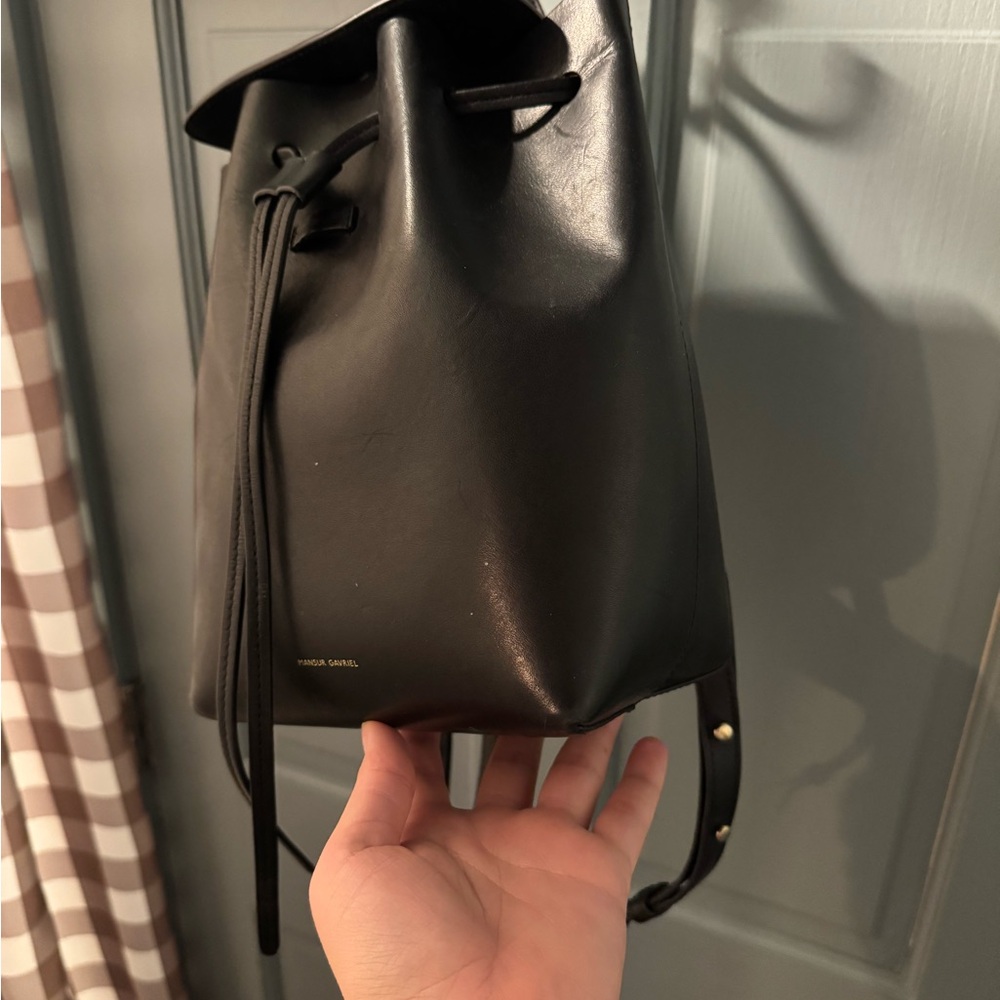 Classic Black Leather Drawstring Backpack - Women - image 3